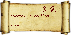 Korcsok Filoména névjegykártya